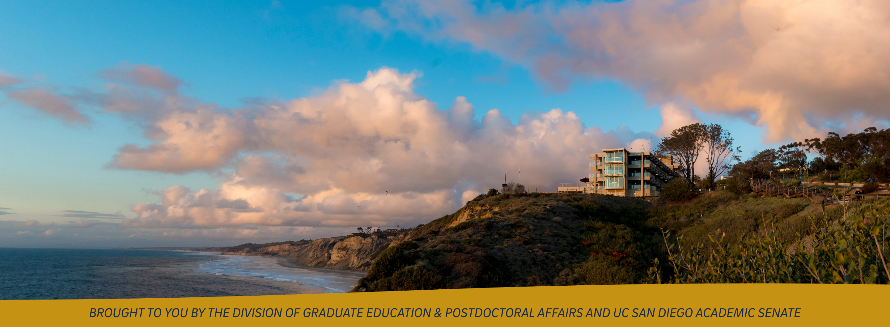 Beautiful photo of the glider port overlooking the ocean. Brought to you by the Division of Graduate of Education & Postdoctoral Affairs and UC San Diego Academic Senate. 